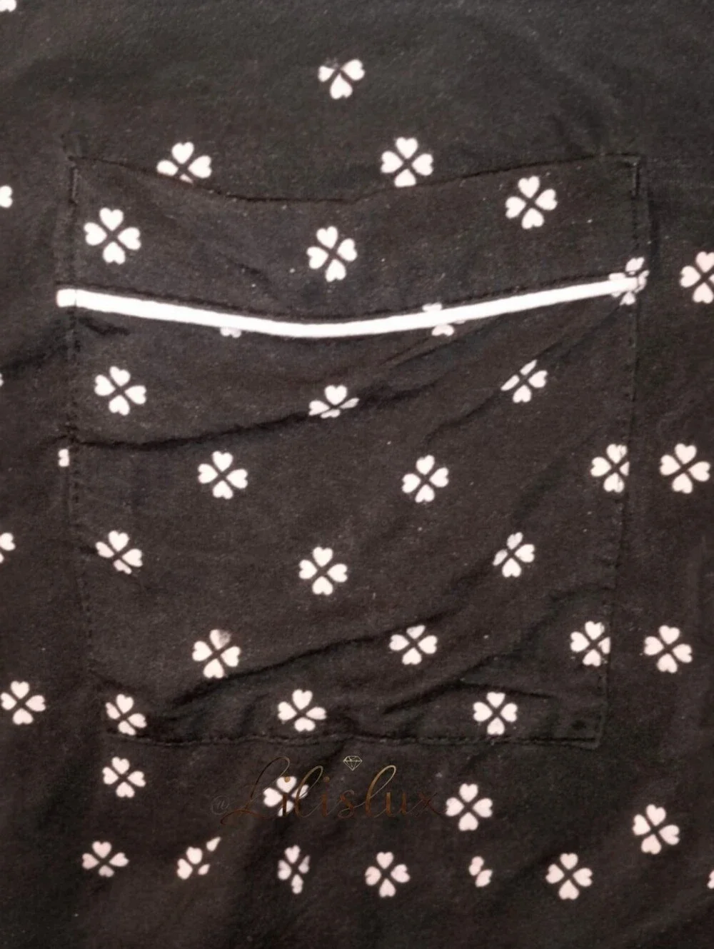 Heart Clover Print Jersey Knit Cropped Coordinating Pajama Set